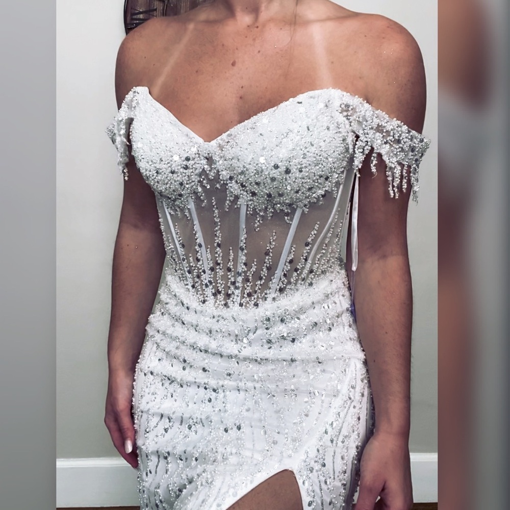 Sparkly beaded wedding reception dress or formal gown sz S